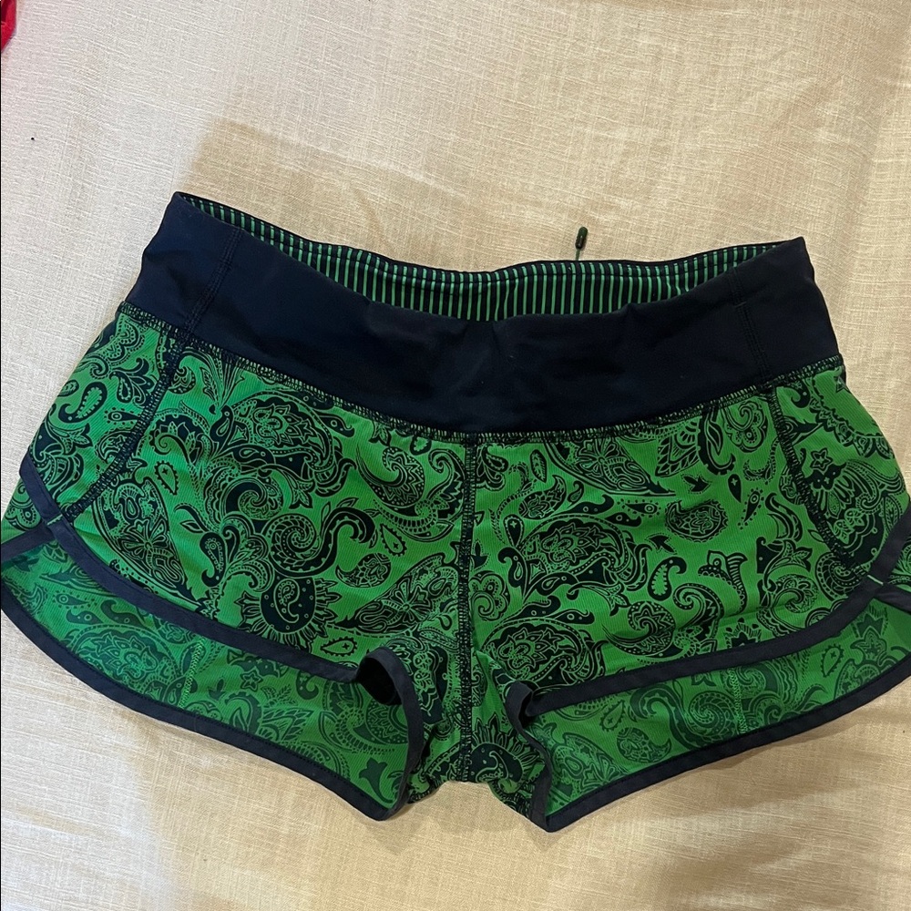 lululemon athletica Green Paisley Athletic Shorts